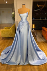 Light Blue A-line Sleeveless Evening Dresses Long Simple Prom Dresses