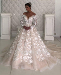 Long Sleeves Lace Designer Wedding Dress leeves