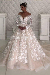 Long Sleeves Lace Designer Wedding Dress leeves