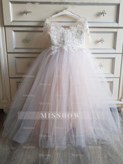 Lovely Cap Sleeves Princess Flower Girl Dress