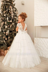 Lovely Long Princess Tulle Floor-length Flower Girl Dress