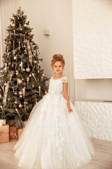 Lovely Long Princess Tulle Floor-length Flower Girl Dress