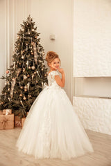 Lovely Long Princess Tulle Floor-length Flower Girl Dress
