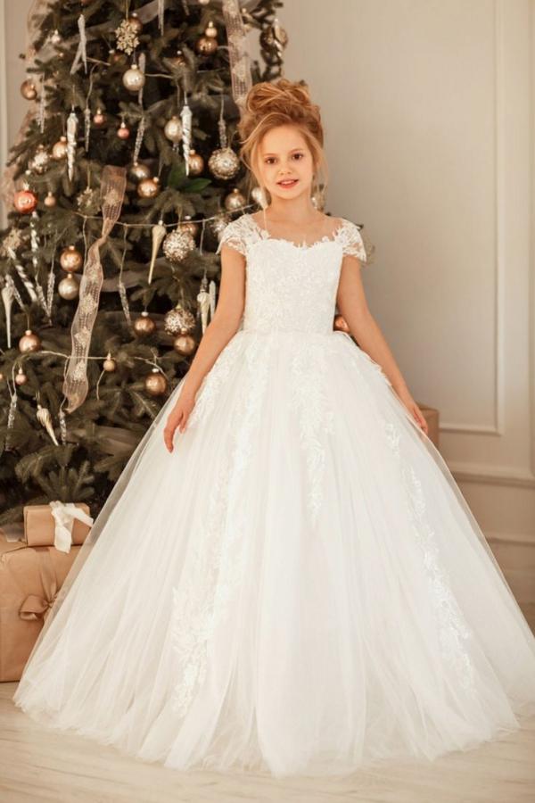 Lovely Long Princess Tulle Floor-length Flower Girl Dress