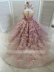 Lovely Sleeveless Ball Gown Flower Girls Dress With Appliques