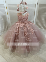 Lovely Sleeveless Ball Gown Flower Girls Dress With Appliques
