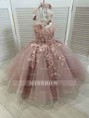 Lovely Sleeveless Ball Gown Flower Girls Dress With Appliques