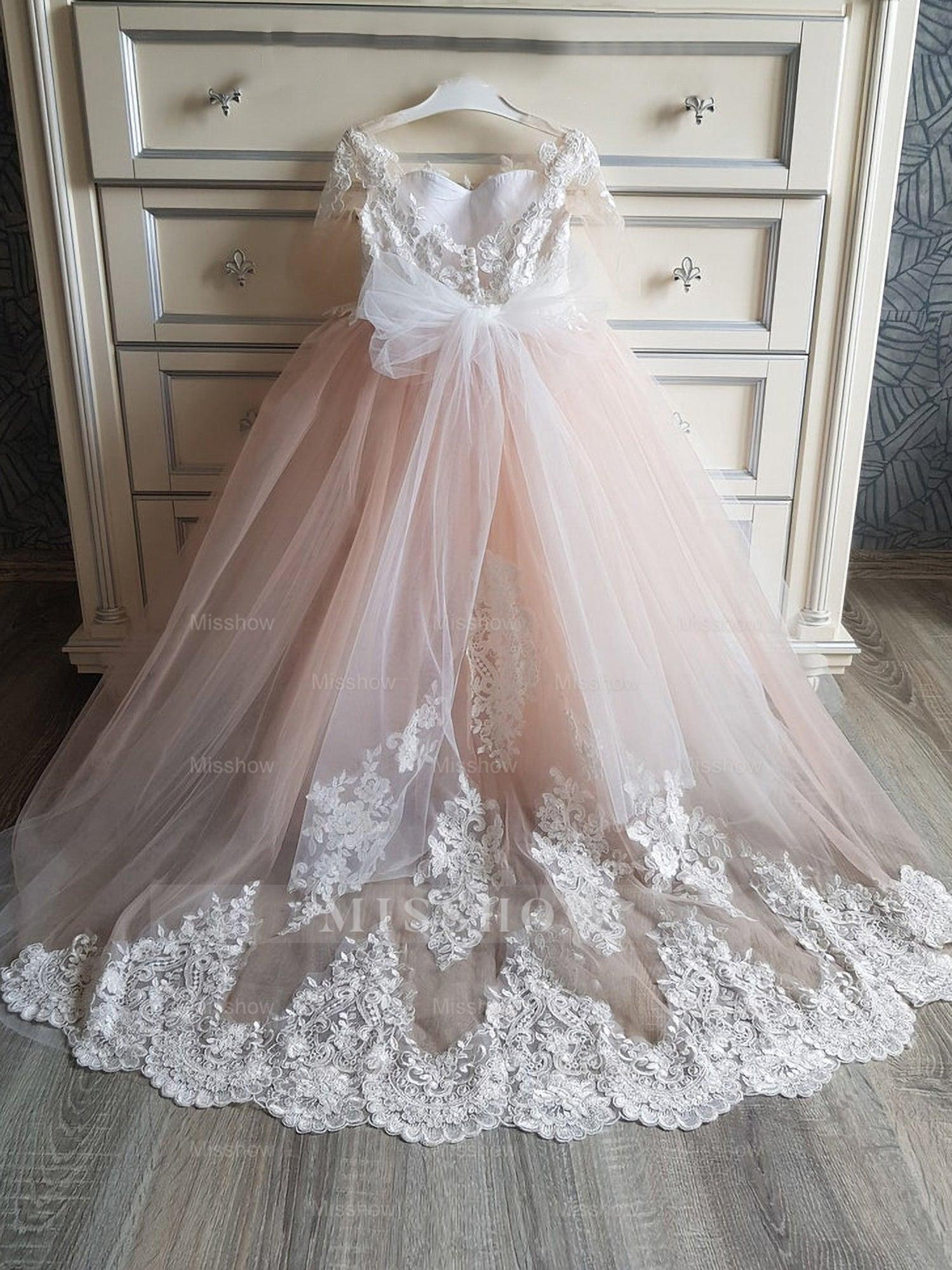 Lovely Tulle Lace Flower Girl Dress Wedding Party with Appliques