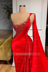Luxurious Unique Red Sleeveless Split Mermaid Evening Dress