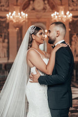 Luxury Long Mermaid Spaghetti Straps Glitter Wedding Dresses With Lace