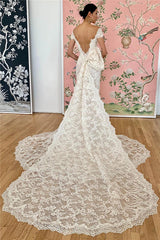 Mermaid Lace Off-the-Shoulder Formal Dresses Backless Bridal Wears