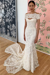 Mermaid Lace Off-the-Shoulder Formal Dresses Backless Bridal Wears