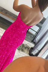 Mermaid Royal Blue Sequin Strapless Prom Dress
