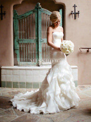 Mermaid Sleeveless Sweetheart Ruffless Wedding Dress