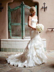 Mermaid Sleeveless Sweetheart Ruffless Wedding Dress