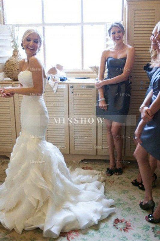 Mermaid Sleeveless Sweetheart Ruffless Wedding Dress