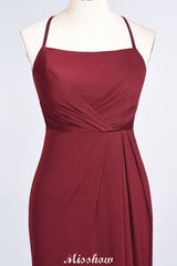 Mermaid spandex Lace Spaghetti-Straps Sleeveless Floor-Length Bridesmaid Dress