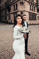 Mermaid Wedding Dress Long Sleeves Bridal Wears