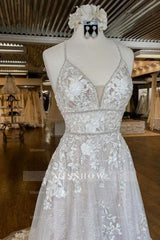 Modern Spaghetti Straps A-Line Wedding dresses With Lace