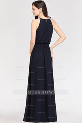 Modest High-Neck Halter Chiffon Junior Bridesmaid Dresses Affordable