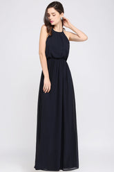 Modest High-Neck Halter Chiffon Junior Bridesmaid Dresses Affordable