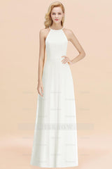 Modest High-Neck Yellow Chiffon Affordable Bridesmaid dresses