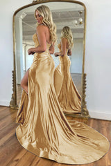 Navy Mermaid Sweetheart Long Corset Prom Dress with Slit