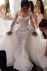 White sweetheart applique column wedding dress