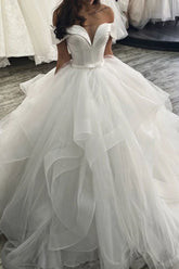 New Arrival Off-the-Shoulder Princess Puffy Layers Wedding Dress