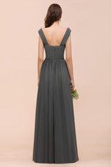 Off the Shoulder Front Side Split Bridesmaid Dress A-line Wedding Guest Dress