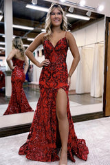 Orange Spaghetti Straps Mermaid Prom Dress