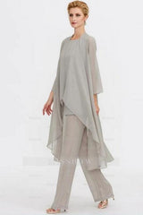 Pantsuit 3 Piece Suit Mother of the Bride Dress Plus Size Floor Length Chiffon