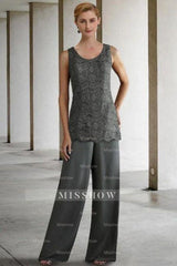 Pantsuit 3 Piece Suit Mother of the Bride Dress Plus Size With Lace