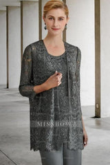 Pantsuit 3 Piece Suit Mother of the Bride Dress Plus Size With Lace