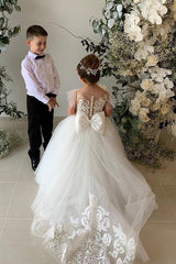 Party Ball Gown Lace Appliques Flower Girls Dresses