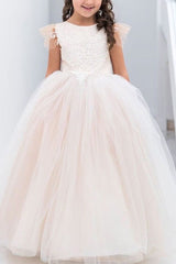 Party Ball Gown Lace Appliques Flower Girls Dresses