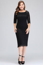 Plus Size Mermaid High-Neck Lace Short Bridesmaid Dresses with Long Sleeves