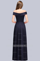 Popular Off-the-Shoulder Ruffle Navy Bridesmaid dresses