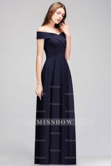 Popular Off-the-Shoulder Ruffle Navy Bridesmaid dresses