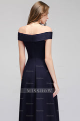 Popular Off-the-Shoulder Ruffle Navy Bridesmaid dresses