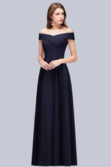 Popular Off-the-Shoulder Ruffle Navy Bridesmaid dresses