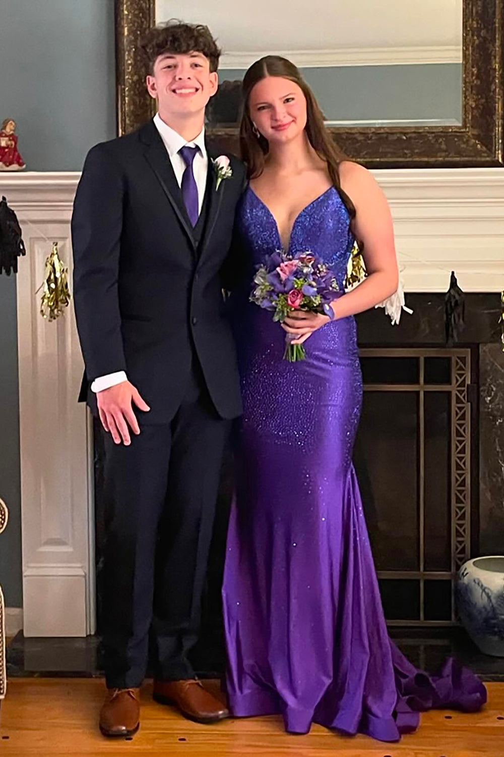 Red Spaghetti Straps Mermaid Long Prom Dress with Beading