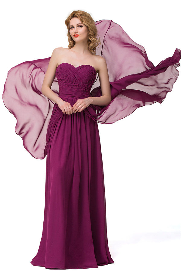 Sexy A-line Floor-length Sweetheart Ruffle Chiffon Bridesmaid Dresses