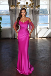 Sexy Floor Length Spaghetti Straps Mermaid Satin Evening Dress with Beads