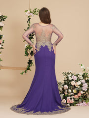 Sexy Lace Appliques Long Sleeves Mermaid Prom Dresses