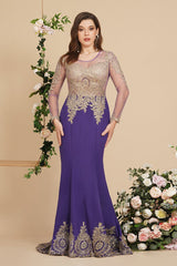 Sexy Lace Appliques Long Sleeves Mermaid Prom Dresses