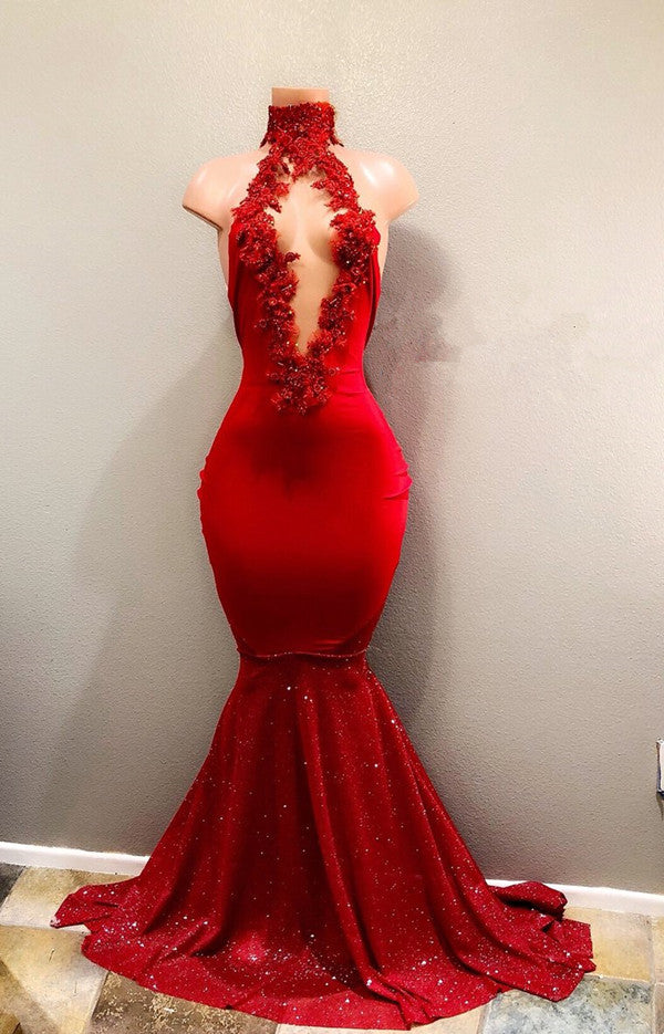 High neck mermaid prom dress outlet