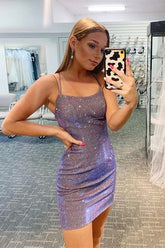 Sexy Sequined Spaghetti Straps V-neck Sleeveless Homecoming Dresses