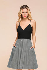 Sexy Sleeveless Short Homecoming Dress Bright V-Neck Party Dress with Pocket