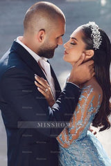 Sexy Sparkly Long Sleeves Mermaid Prom Dresses Evening Gowns With Lace